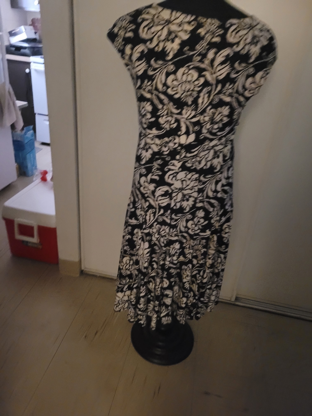 Lauren Ralph Lauren Black and White Floral Fit-and-Flare Dress
